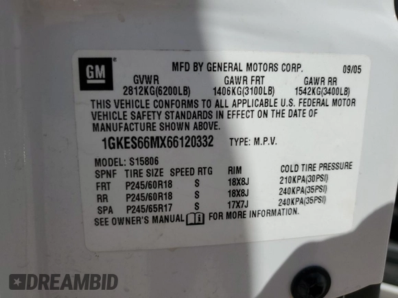 2006 GMC Envoy XL Denali with VIN 1GKES66MX66120332, listed as a Copart auction lot 49632955 with 100,580 mi miles and Salvage Title. Bid and sale history available at carsss.com. Image 15.