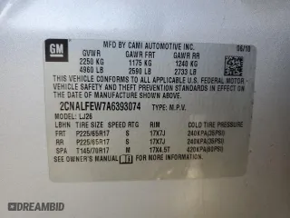 2010 Chevrolet Equinox LTZ with VIN 2CNALFEW7A6393074, listed as a Copart auction lot 42052925 with 152,107 mi miles and Clean Title. Bid and sale history available at carsss.com. Image 13.