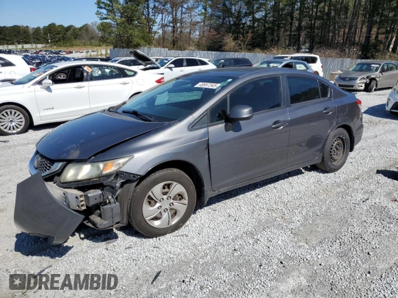 2013 Honda Civic LX with VIN 19XFB2F56DE052569, listed as a Copart auction lot 48957345 with 194,649 mi miles and Salvage Title. Bid and sale history available at DreamBid. Image 1.