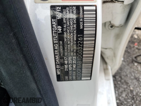 2013 Mercedes-Benz C 300 Sport with VIN WDDGF8AB1DG032261, listed as a Copart auction lot 63819795 with 162,525 mi miles and Salvage title. Bid and sale history available at DreamBid. Image 12.