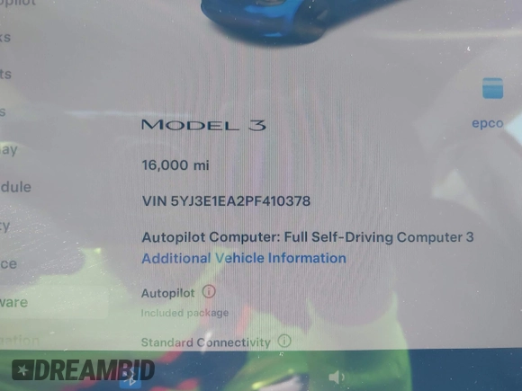 2023 Tesla Model 3 z VIN 5YJ3E1EA2PF410378, wystawiony jako IAAI lot #42265294 z przebiegiem 16 000 mil mil oraz . Historia ofert i sprzedaży dostępna na DreamBid. Obrazek 15.
