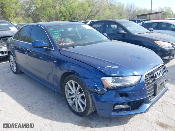 2014 Audi A4 Premium Plus with VIN WAUFFAFLXEN036625, listed as a IAAI auction lot 41876874 with 150,374 mi miles. Bid and sale history available at carsss.com. Image 1.