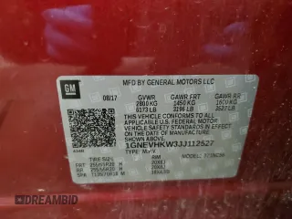 2018 Chevrolet Traverse LT Leather with VIN 1GNEVHKW3JJ112527, listed as a Copart auction lot 87376644 with 118,659 mi miles and Salvage Title. Bid and sale history available at carsss.com. Image 13.