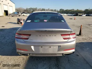 2021 Genesis G80 2.5T with VIN KMTGB4SC5MU081052, listed as a Copart auction lot 46831555 with 49,351 mi miles and Salvage Title. Bid and sale history available at carsss.com. Image 6.