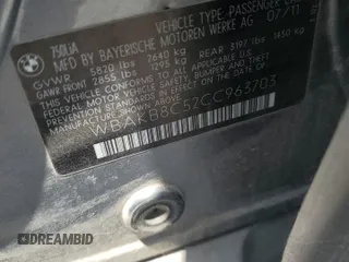 2012 BMW 7 Series 750Li с VIN WBAKB8C52CC963703, выставлен на аукционе Copart как лот 62547045 с пробегом 132 028 миль миль и Чистый • Clean title. История ставок и продаж доступна на DreamBid. Изображение 12.