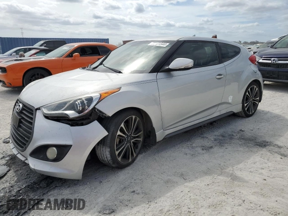 2016 Hyundai Veloster Turbo with VIN KMHTC6AEXGU255318, listed as a Copart auction lot 77101544 with 0 mi miles and Salvage Title. Bid and sale history available at carsss.com. Image 1.
