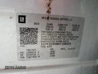 2019 Cadillac XT4 FWD Premium Luxury with VIN 1GYFZCR46KF198424, listed as a Copart auction lot 55465185 with 84,706 mi miles and Salvage title. Bid and sale history available at DreamBid. Image 13.