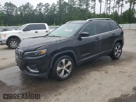 2019 Jeep Cherokee Limited with VIN 1C4PJLDX2KD308318, listed as a Copart auction lot 58499565 with 50,442 mi miles and Salvage title. Bid and sale history available at DreamBid. Image 1.