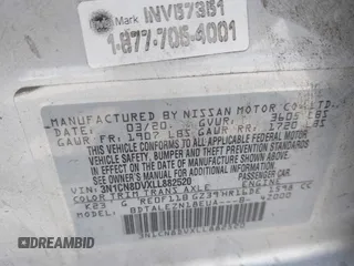 2020 Nissan Versa S z VIN 3N1CN8DVXLL882520, wystawiony jako IAAI lot #41896671 z przebiegiem 57 925 mil mil oraz . Historia ofert i sprzedaży dostępna na DreamBid. Obrazek 9.