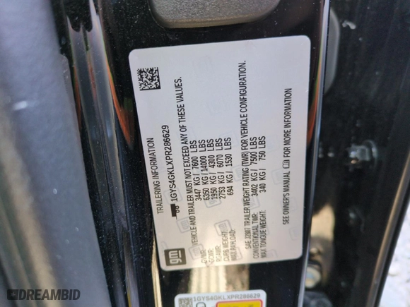 2023 Cadillac Escalade 4WD Sport Platinum with VIN 1GYS4GKLXPR286629, listed as a Copart auction lot 42982295 with 36,717 mi miles and Salvage Title. Bid and sale history available at carsss.com. Image 14.