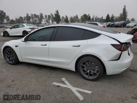 2023 Tesla Model 3 with VIN 5YJ3E1EA3PF572763, listed as a Copart auction lot 43846255 with 0 mi miles and Salvage Title. Bid and sale history available at carsss.com. Image 2.