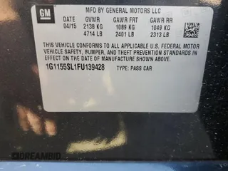 2015 Chevrolet Impala LTZ with VIN 1G1155SL1FU139428, listed as a Copart auction lot 52163775 with 279,616 mi miles and Salvage Title. Bid and sale history available at DreamBid. Image 14.