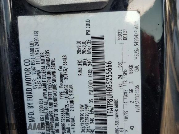 2016 Ford Mustang EcoBoost Premium with VIN 1FATP8UH8G5255666, listed as a Copart auction lot 58228375 with 167,517 mi miles and Salvage title. Bid and sale history available at DreamBid. Image 13.