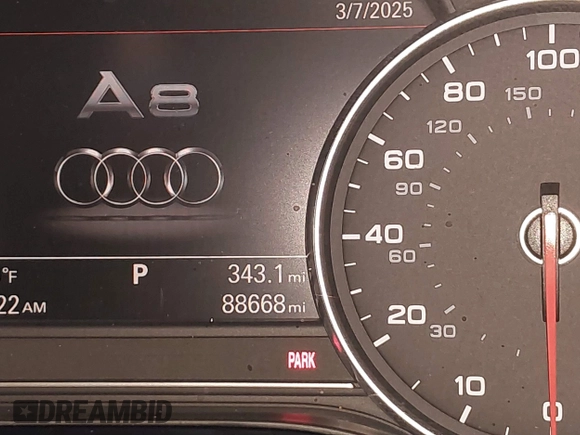 2018 Audi A8 L with VIN WAU44AFD8JN000478, listed as a IAAI auction lot 41726558 with 88,668 mi miles. Bid and sale history available at carsss.com. Image 7.