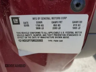 2005 Chevrolet Classic with VIN 1G1ND52F75M220883, listed as a Copart auction lot 44041985 with 69,527 mi miles and Salvage Title. Bid and sale history available at carsss.com. Image 12.