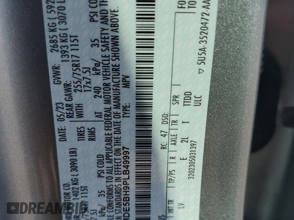 2023 Ford Bronco z VIN 1FMDE5BH9PLB49997, wystawiony jako Copart lot #53353975 z przebiegiem 17 338 mil mil oraz Szkoda całkowita • Salvage title. Historia ofert i sprzedaży dostępna na DreamBid. Obrazek 14.