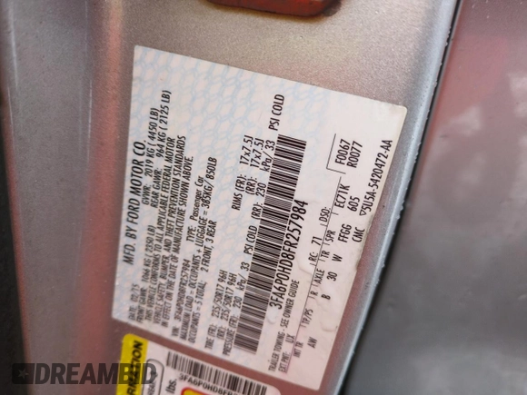 2015 Ford Fusion SE with VIN 3FA6P0HD8FR257984, listed as a Copart auction lot 83854044 with 127,600 mi miles and Salvage Title. Bid and sale history available at DreamBid. Image 12.