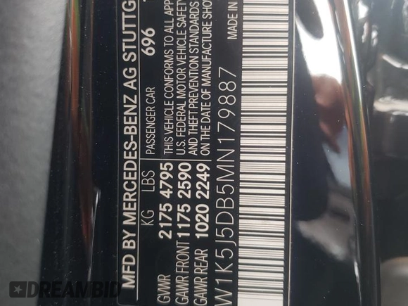 2021 Mercedes-Benz CLA 45 AMG with VIN W1K5J5DB5MN179887, listed as a Copart auction lot 70479254 with Not Provided miles and Salvage Title. Bid and sale history available at DreamBid. Image 12.