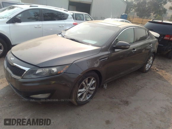 2013 Kia Optima EX with VIN 5XXGN4A76DG217222, listed as a IAAI auction lot 28431636 with 145,232 mi miles and . Bid and sale history available at DreamBid. Image 2.