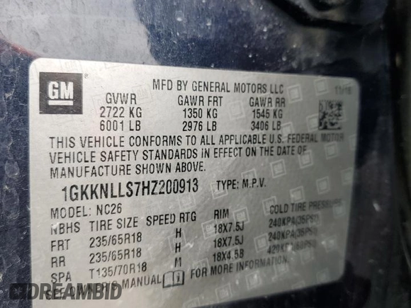 2017 GMC Acadia SLE with VIN 1GKKNLLS7HZ200913, listed as a Copart auction lot 45397625 with 155,432 mi miles and Salvage Title. Bid and sale history available at carsss.com. Image 13.