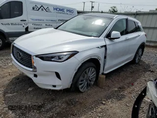 2024 Infiniti QX50 Luxe z VIN 3PCAJ5BB7RF115190, wystawiony jako Copart lot #58425035 z przebiegiem 10 637 mil mil oraz Szkoda całkowita • Salvage title. Historia ofert i sprzedaży dostępna na DreamBid. Obrazek 1.