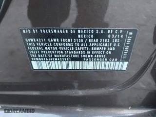 2014 Volkswagen Jetta Sedan SE w/Connectivity with VIN 3VWB07AJ4EM422881, listed as a IAAI auction lot 41362404 with 109,463 mi miles. Bid and sale history available at carsss.com. Image 9.