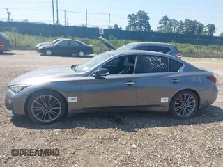 2018 Infiniti Q50 Red Sport 400 with VIN JN1FV7AP7JM461628, listed as a IAAI auction lot 42622062 with 58,561 mi miles and . Bid and sale history available at DreamBid. Image 14.