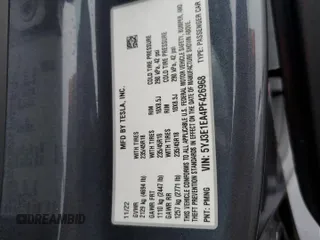 2023 Tesla Model 3 with VIN 5YJ3E1EA4PF426968, listed as a Copart auction lot 85933574 with Not Provided miles and Salvage Title. Bid and sale history available at DreamBid. Image 12.