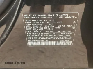 2022 Volkswagen Atlas SE with VIN 1V2JR2CA4NC545102, listed as a Copart auction lot 51954195 with 42,030 mi miles and Clean title. Bid and sale history available at DreamBid. Image 13.