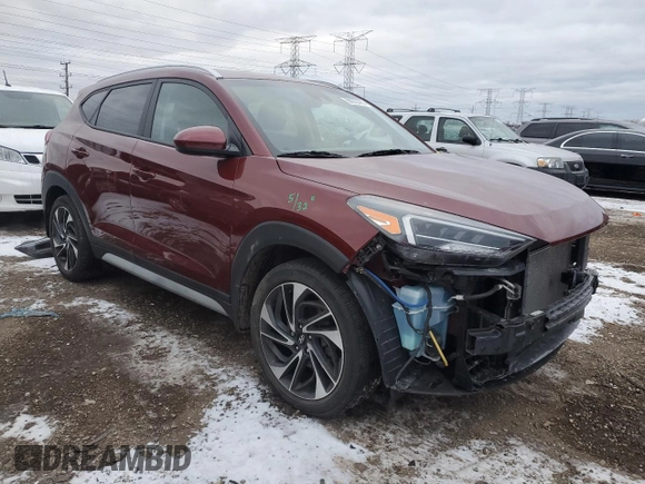 2020 Hyundai Tucson Sport with VIN KM8J3CAL2LU152697, listed as a Copart auction lot 88372495 with 52,327 mi miles and Salvage title. Bid and sale history available at DreamBid. Image 4.