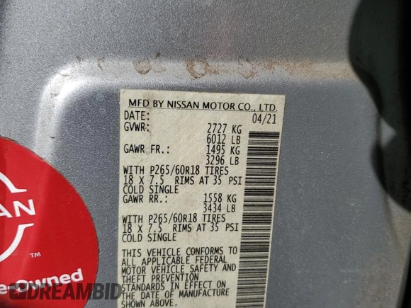 2021 Nissan Frontier SV z VIN 1N6ED0EA7MN716993, wystawiony jako Copart lot #49082775 z przebiegiem 42 705 mil mil oraz Szkoda całkowita • Salvage title. Historia ofert i sprzedaży dostępna na DreamBid. Obrazek 13.