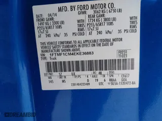 2014 Ford F-150 XL with VIN 1FTMF1CM4EKE36883, listed as a IAAI auction lot 41317737 with 50,667 mi miles. Bid and sale history available at carsss.com. Image 9.