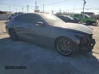 2023 Infiniti Q50 Red Sport 400 with VIN JN1FV7DP3PM570348, listed as a Copart auction lot 80996414 with 35,011 mi miles and Salvage Title. Bid and sale history available at DreamBid. Image 4.