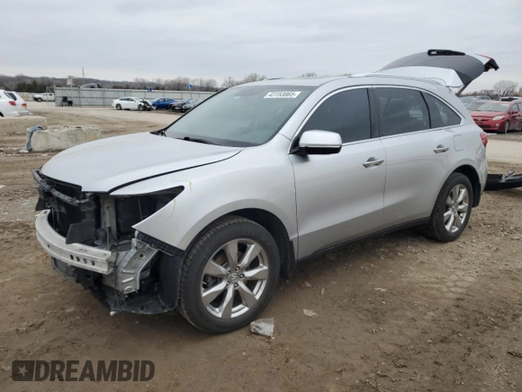 2015 Acura MDX Advance/Entertainment Pkg with VIN 5FRYD4H88FB022507, listed as a Copart auction lot 43153865 with 178,288 mi miles and Salvage Title. Bid and sale history available at carsss.com. Image 1.