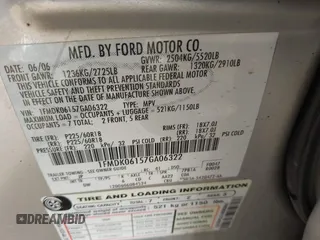 2007 Ford Freestyle Limited z VIN 1FMDK06157GA06322, wystawiony jako IAAI lot #42169563 z przebiegiem 228 211 mil mil oraz . Historia ofert i sprzedaży dostępna na DreamBid. Obrazek 9.