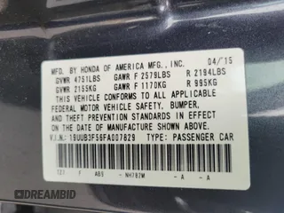 2015 Acura TLX V6 Tech with VIN 19UUB3F56FA007829, listed as a IAAI auction lot 41746939 with 158,244 mi miles. Bid and sale history available at carsss.com. Image 9.