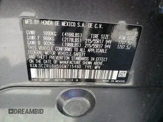 2016 Honda HR-V EX with VIN 3CZRU6H50GM715490, listed as a Copart auction lot 54779655 with 146,239 mi miles and Salvage Title. Bid and sale history available at carsss.com. Image 13.