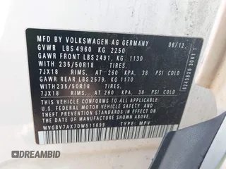 2013 Volkswagen Tiguan SE with VIN WVGBV7AX7DW511699, listed as a IAAI auction lot 41970908 with 164,758 mi miles and . Bid and sale history available at DreamBid. Image 9.