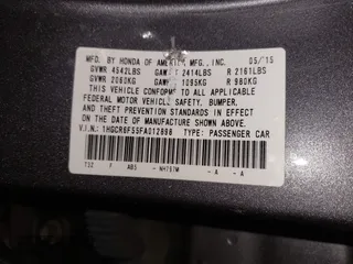 2015 Honda Accord EX-L с VIN 1HGCR6F55FA012898, выставлен на аукционе IAAI как лот 42348425 с пробегом 90 499 миль миль и . История ставок и продаж доступна на DreamBid. Изображение 9.