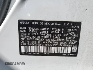 2015 Honda Fit LX with VIN 3HGGK5G55FM748175, listed as a Copart auction lot 56556915 with 98,858 mi miles and Salvage title. Bid and sale history available at DreamBid. Image 12.