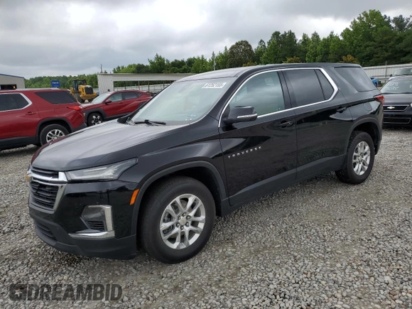 2023 Chevrolet Traverse LS with VIN 1GNERFKW6PJ108991, listed as a Copart auction lot 61252155 with 59,188 mi miles and Salvage title. Bid and sale history available at DreamBid. Image 1.