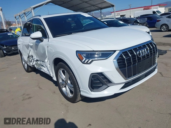 2023 Audi Q3 S line Premium Plus with VIN WA1EECF31P1116199, listed as a IAAI auction lot 41560100 with 18,375 mi miles. Bid and sale history available at carsss.com. Image 1.