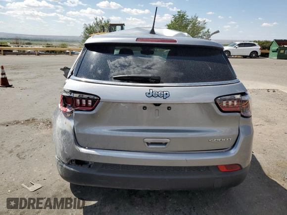 2022 Jeep Compass Sport with VIN 3C4NJCABXNT213956, listed as a Copart auction lot 69584354 with 20,158 mi miles and Salvage Title. Bid and sale history available at carsss.com. Image 6.