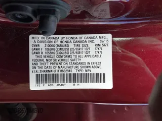 2015 Honda CR-V EX-L with VIN 2HKRM4H71FH662945, listed as a IAAI auction lot 41665393 with 123,278 mi miles. Bid and sale history available at carsss.com. Image 9.