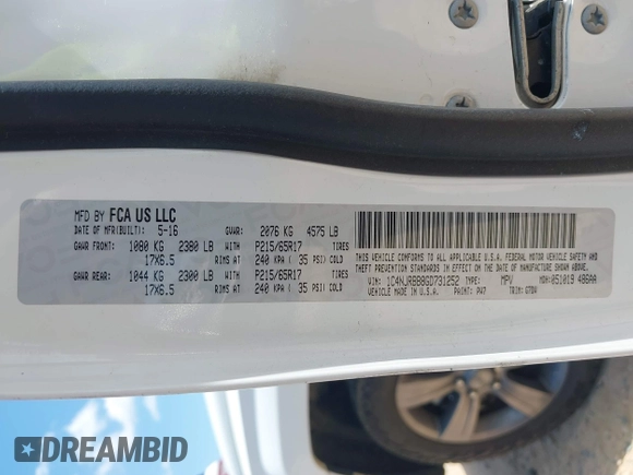 2016 Jeep Patriot Sport with VIN 1C4NJRBB8GD731252, listed as a IAAI auction lot 42321786 with 111,788 mi miles and . Bid and sale history available at DreamBid. Image 9.