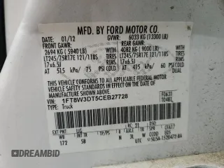 2012 Ford F-350 XL with VIN 1FT8W3DT5CEB27728, listed as a Copart auction lot 52887855 with 332,900 mi miles and Clean Title. Bid and sale history available at DreamBid. Image 12.