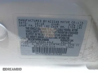 2019 Nissan Versa Sedan SV with VIN 3N1CN7AP0KL840680, listed as a IAAI auction lot 42000821 with 95,875 mi miles. Bid and sale history available at carsss.com. Image 8.