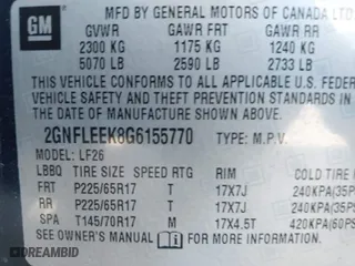2016 Chevrolet Equinox LS with VIN 2GNFLEEK8G6155770, listed as a IAAI auction lot 41728714 with 106,531 mi miles. Bid and sale history available at carsss.com. Image 9.