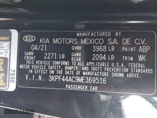 2021 Kia Forte GT with VIN 3KPF44AC9ME369516, listed as a IAAI auction lot 41690655 with 65,149 mi miles. Bid and sale history available at carsss.com. Image 9.