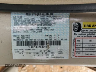 2008 Ford Fusion SEL with VIN 3FAHP08168R240117, listed as a Copart auction lot 54148595 with 0 mi miles and Salvage Title. Bid and sale history available at carsss.com. Image 12.